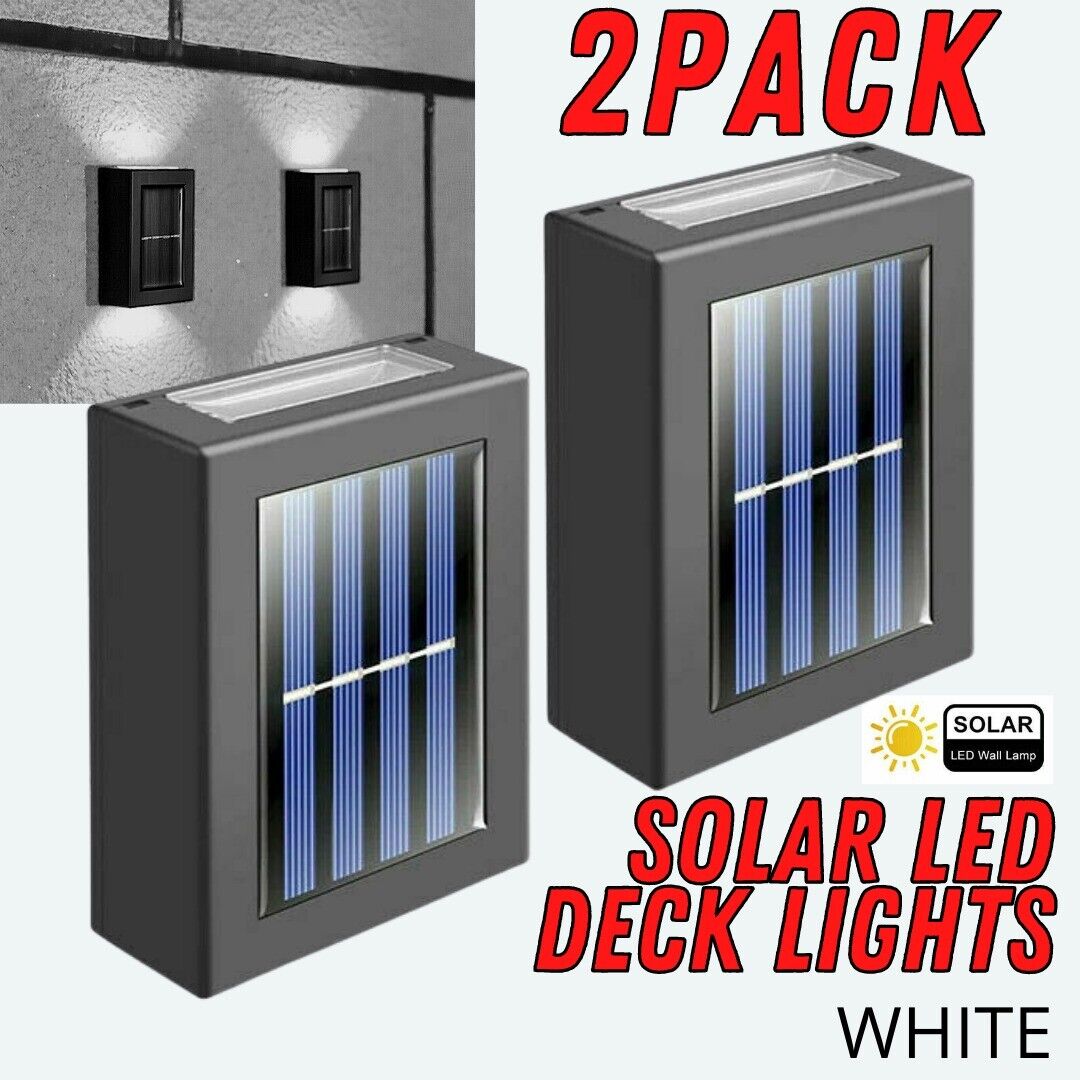 2 Pack New Solar Deck Lights Outdoor Waterproof LED