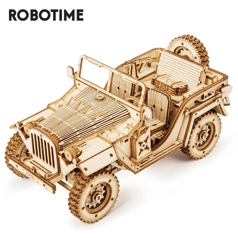 3D Wooden Puzzle Army Jeep Model Kit