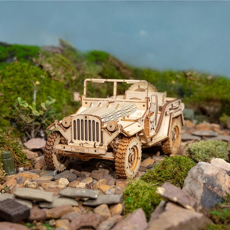 3D Wooden Puzzle Army Jeep Model Kit