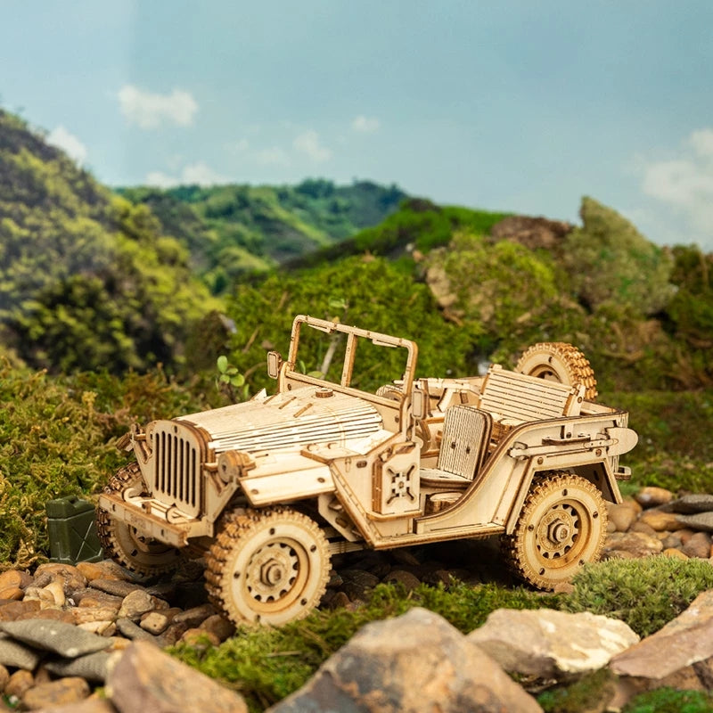 3D Wooden Puzzle Army Jeep Model Kit