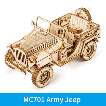 3D Wooden Puzzle Army Jeep Model Kit