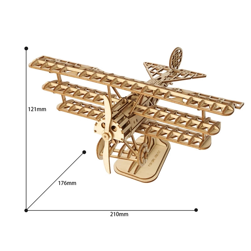 Robotime Airplane Model 3D Laser Cutting Wooden Puzzle Assembly Toy for Kids and Adults Teens Gifts