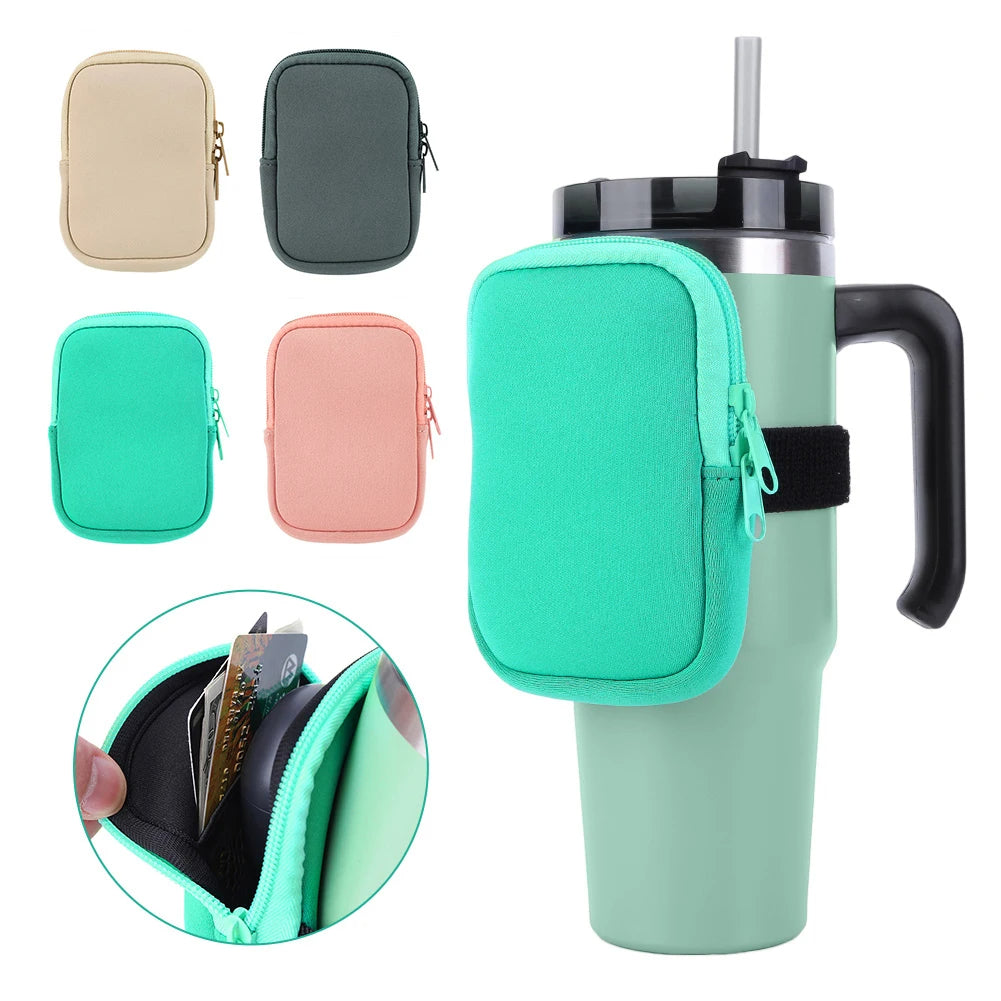 Water Bottle Pouch For For Drinking Cup Water Bottle Caddy Neoprene Tumbler Bag For Cards Keys Wallet Earphone