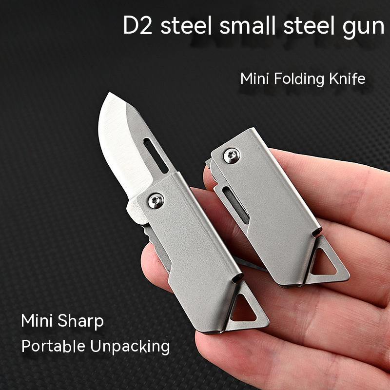 D2 Stainless Steel Foldable Camping Knife Keychain