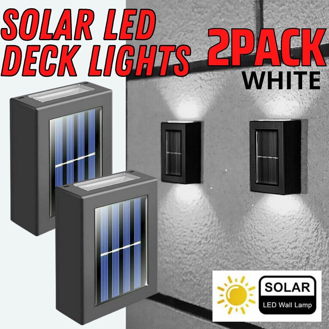 2 Pack New Solar Deck Lights Outdoor Waterproof LED