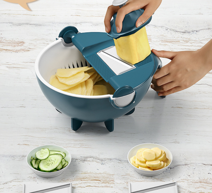 Nine in One Vegetable/Fruit Chopper w/ Drainage Basket