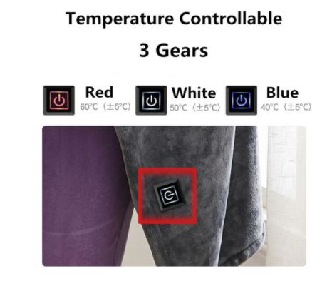 HEATED! Plush Grey Blanket -USB connection