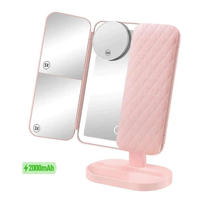 Desktop Tri-fold LED Cosmetic Mirror With Lights-USB