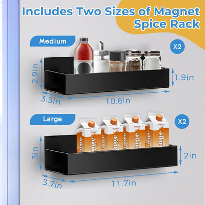 Magnetic Spice Rack for Refrigerator, -4 Pack