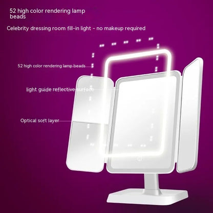 Desktop Tri-fold LED Cosmetic Mirror With Lights-USB