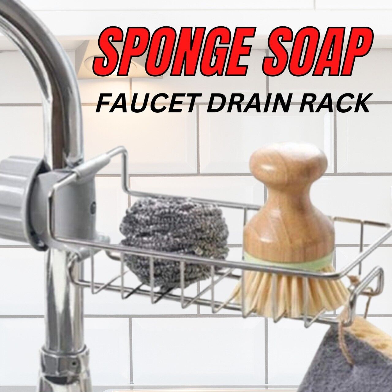 Sponge Soap Holder Rack Storage Shelf Kitchen Sink Faucet Rack Attachment Mount