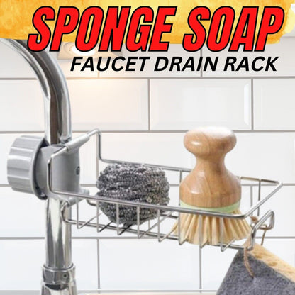 Sponge Soap Holder Rack Storage Shelf Kitchen Sink Faucet Rack Attachment Mount