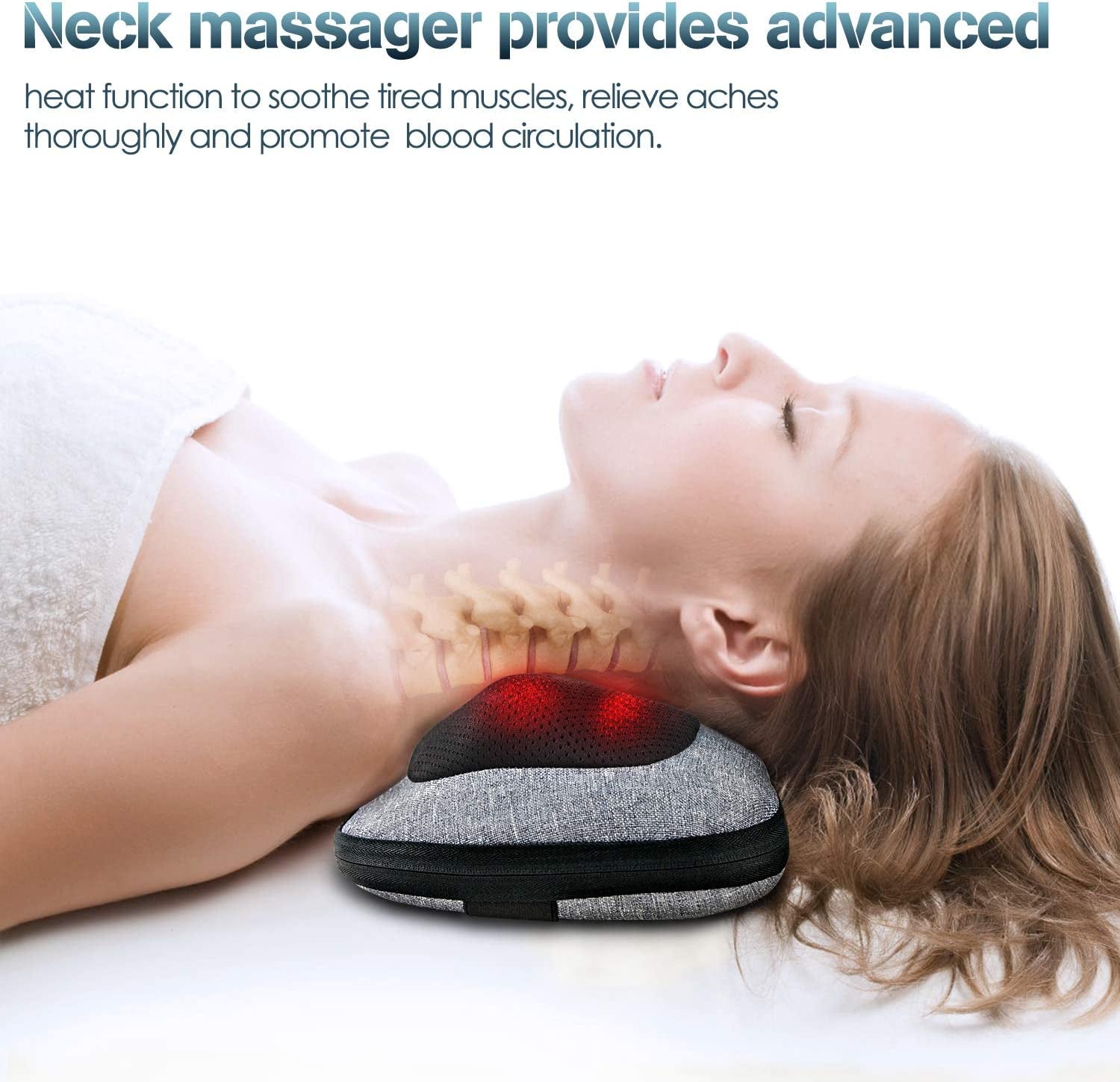 Back Massager, Neck Massager with Heat, Massage Pillow Gifts for Men & Women, Electric Shiatsu Back Massager, Deep Kneading Shoulder Massager for Full Body Muscle,Massage at Home, Car