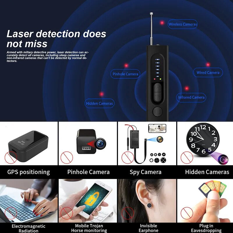 X13 Full Range Camera Hidden Finder anti Spy Bug Listening Device GPS Tracker RF Wireless Signal Scanner for Home Office Travel