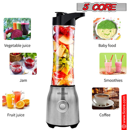 5 Core Personal Blender 20 Oz Capacity BPA Free Food Processor W 600Ml Portable Travel Bottle 300W Electric Motor Powerful Food Processor -5C 521